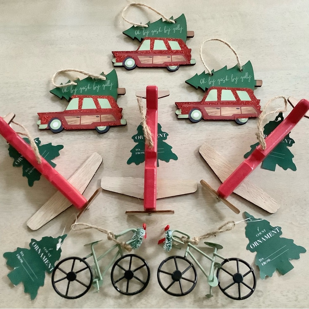 8 Target Bullseye Car + Plane + Bike Ornaments